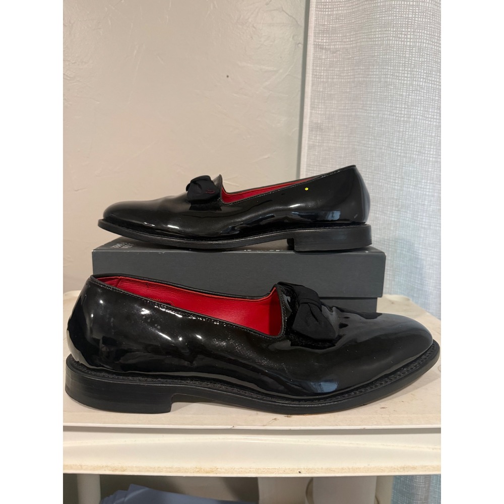 Allen Edmonds Ritz Opera Pumps Mens 11.5 D Black Patent Leather Bow Good 3404